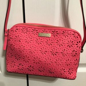Kate Spade Pink Floral Cutout Crossbody Bag